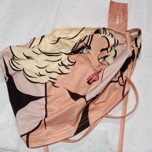 SHEIN Peach and Cream Pop Art Bikini Top